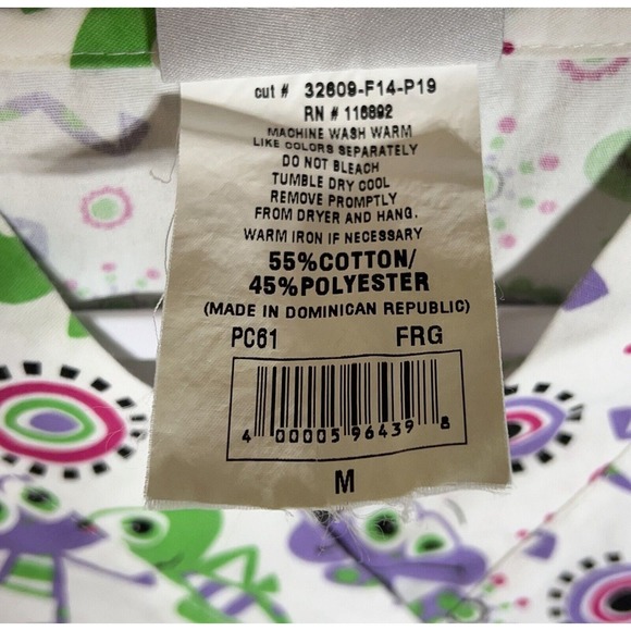 Uniform Advantage UA Silly Frog Scrub Top Womens Size Medium‎ Pockets V-Neck - Picture 4 of 12